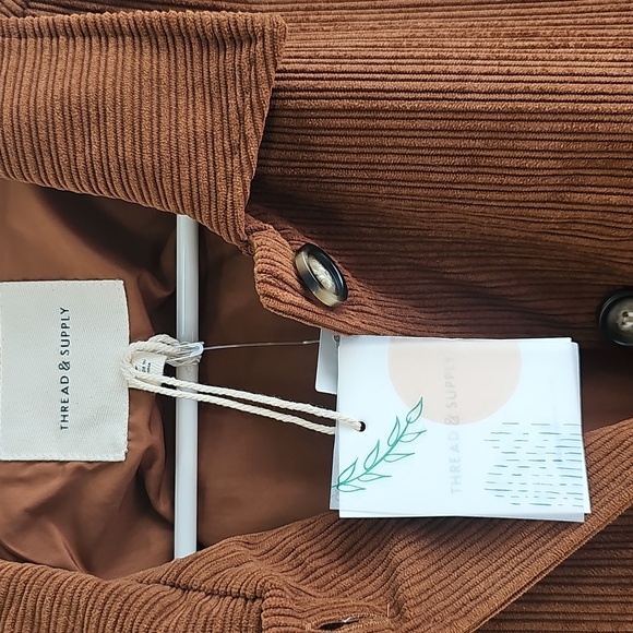 NWT Thread & Supply Hughes Corduroy Button Closure Jacket Large Cognac - Picture 11 of 13
